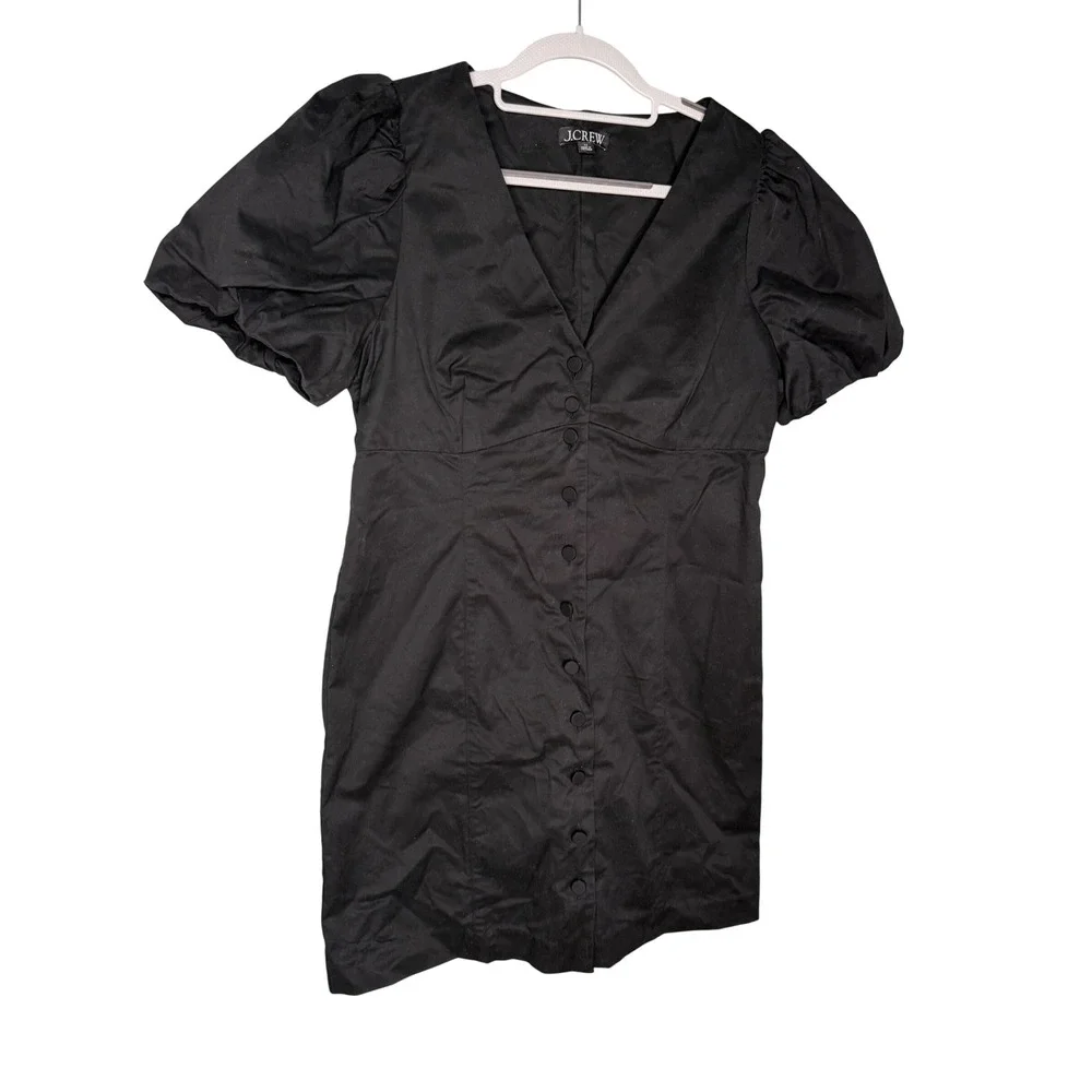 J.crew‎ black puff sleeve button front mini dress classic dark goth